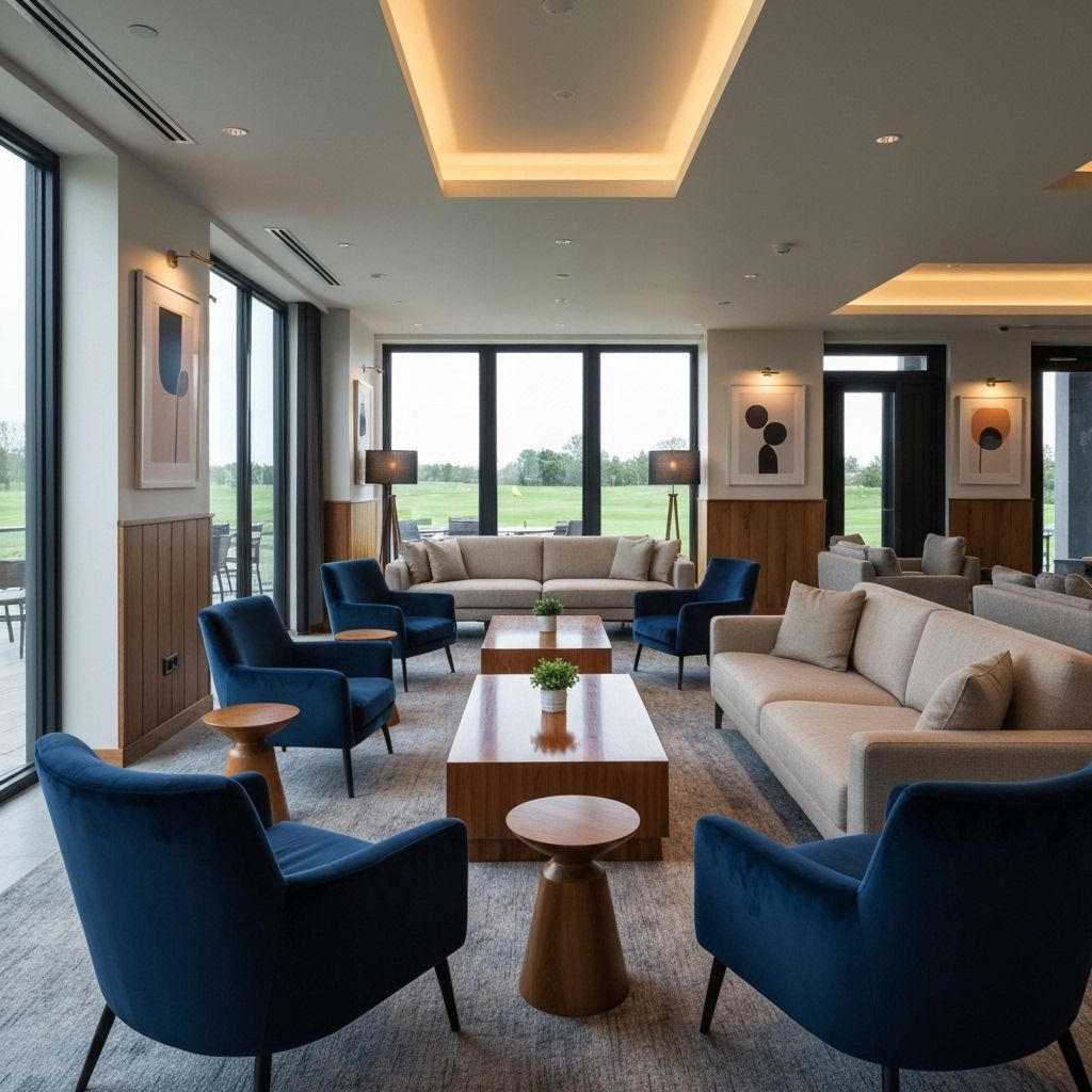 Clubhouse interior with lounge seating